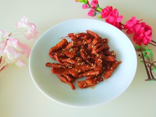 香辣里脊肉条  新文美食 